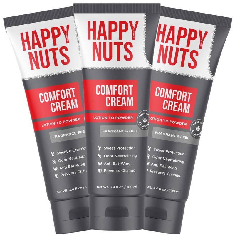 HAPPY NUTS Comfort Cream Deodorant For Men AntiChafing Sweat Defense Odor Control AluminumFree Mens Deodorant  Hygiene Products for Mens Private Parts 3 PACK  UNSCENTED